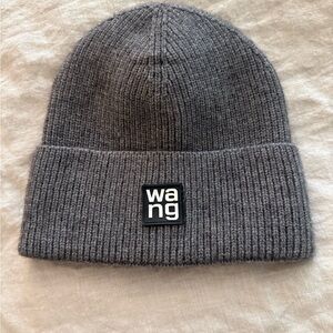 WANG Gray Ribbed Wool Designer Beanie